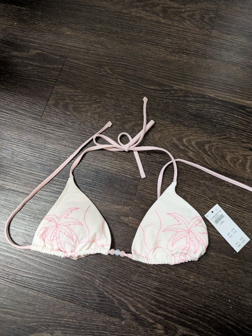 Hollister Palm Tree Graphic Triangle beaded embroidered Bikini Top NWT size xs